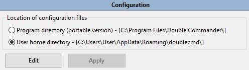 Location of configuration file