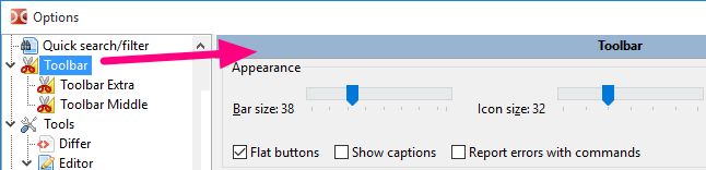 Toolbar configuration