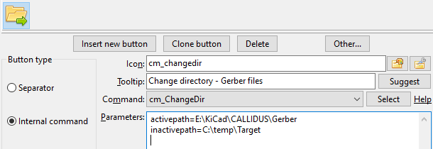 Example of internal command with parameters