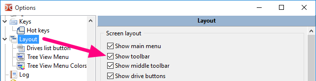 Show toolbar